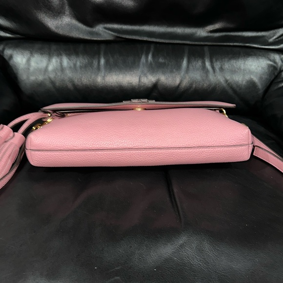 🔥🔥🔥Tory Burch Pink Leather McGraw Crossbody Bag With Tassel - Picture 9 of 14